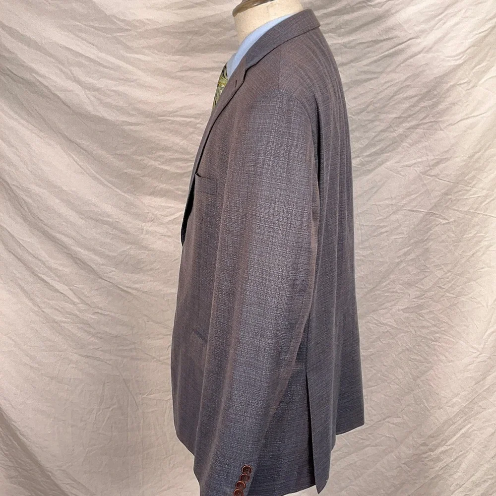 TailoRed Tessilstrona Blazer Men 48 Blue Tan Italian Wool Stretch Sport Coat‎